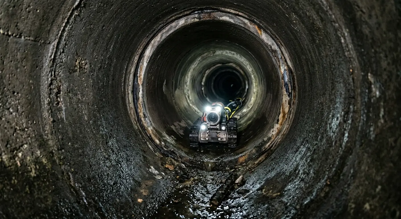 Robotic sewer camera inspecting pipe interior for Drain Snake Service in West Haverstraw